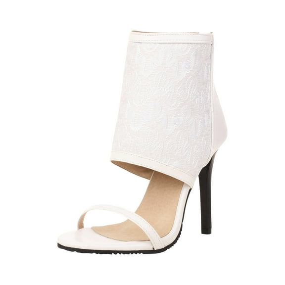 VerPetridure Women's Sandals Summer Casual Shoes Back Zip Sandals Super High Heel Peep Toe Lace Cutout Flower Breathable Stilettos