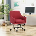 thumbnail image 2 of GDF Studio Morgan Mid Century Modern Fabric Home Office Chair, Red and Chrome, 2 of 7