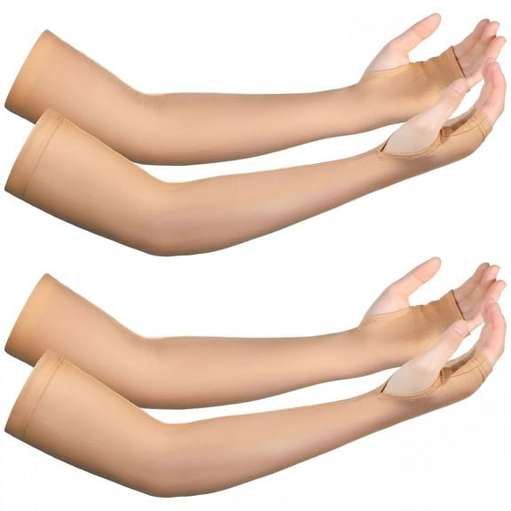 TELOLY 2 Pairs Elderly Skin Protection Sleeves Arm Protector for Thin Skin Bruising for Men Women (Elegant Style, Small)