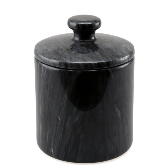 Creative Home SPA Collection Natural Black Marble Cotton Ball Holder, Storage Jar