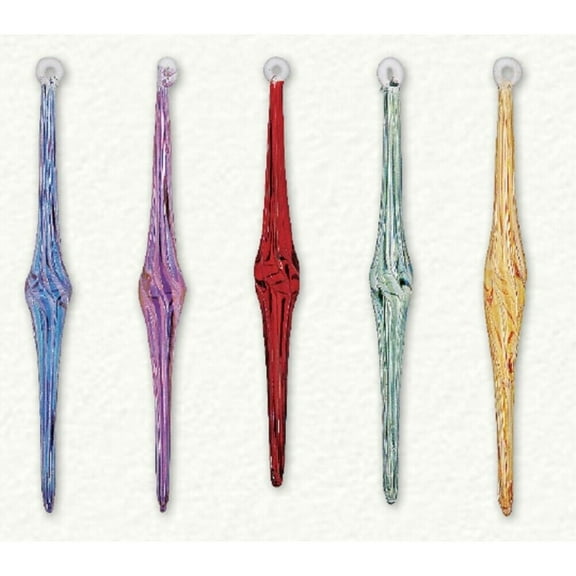 Multi Color Diamond Icicles Egyptian Glass Christmas Ornaments Set 5 Made Egypt