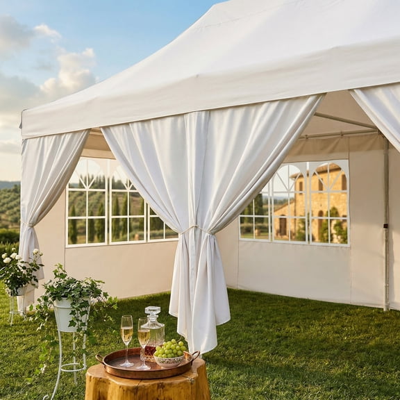 COBIZI 10x20 Pop up Canopy with 6 Removable Sidewalls,Outdoor Waterproof Canopy Tents for Partie Wedding,Instant Sun Protection Shelter with Upgrade Raised Roof and Carry Bag,White