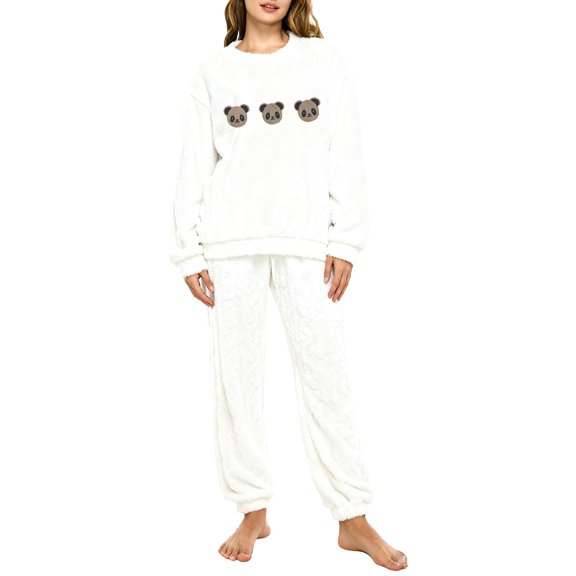 Women‘s Flannel Pajamas Set Long Sleeve Princess Neck Sleepwear Loungewear Cozy Winter Nightwear