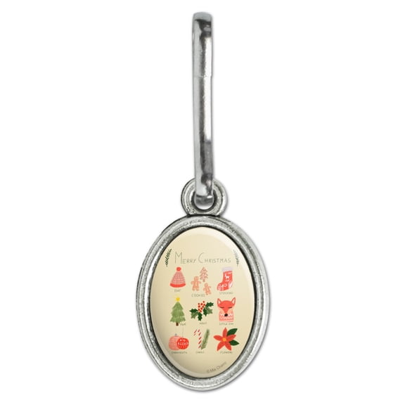 Making Christmas Merry with Cookies Holly Fox Antiqued Oval Charm Clothes Purse Suitcase Backpack Zipper Pull Aid