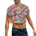 thumbnail image 1 of Camisas de Manga Corta de los Hombres, Moda Verano Ocio Impresión, Cuello Redondo Cultivo Manga Corta Superior, 1 of 9