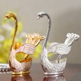 thumbnail image 4 of Postre de metal Pastelería Cucharas Forks Conjunto Con Soporte De Almacenamiento Sirviendo Comida Flotware Bebida Calientes Cucharadas De Caballera Decorativas De Oro Eigraketly  HA010846-01B, 4 of 7
