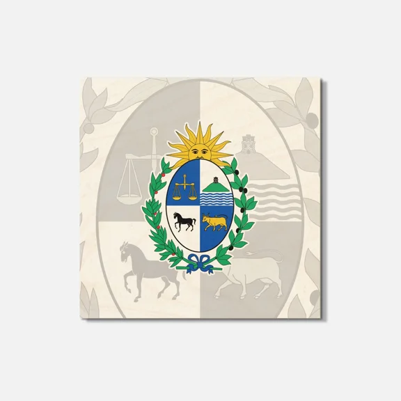 Uruguay Coat Of Arms 4'' X 4'' Square Wooden Coaster