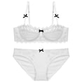 thumbnail image 1 of Conjunto de sujetador de lencería sexy de encaje cómodo y fino transparente para mujer, 1 of 6