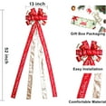 thumbnail image 2 of OMA Christmas Tree Topper Bow Christmas Wreath Bow 45x12 Inches Large Burlap with White Red Polyester Edge Gift Bow for Xmas Tree Décor Christmas Home Indoor Outdoor Decoration, 2 of 12