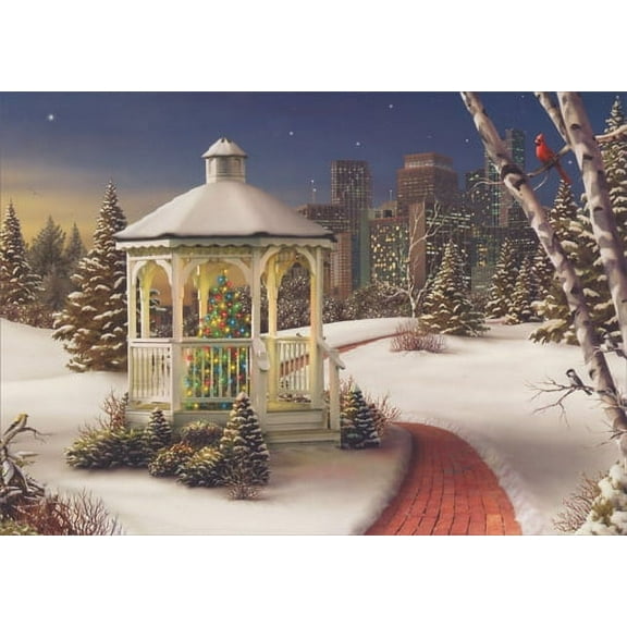 LPG Greetings Gazebo with Red Brick Path Box of 18 Alan Giana Holiday Cards