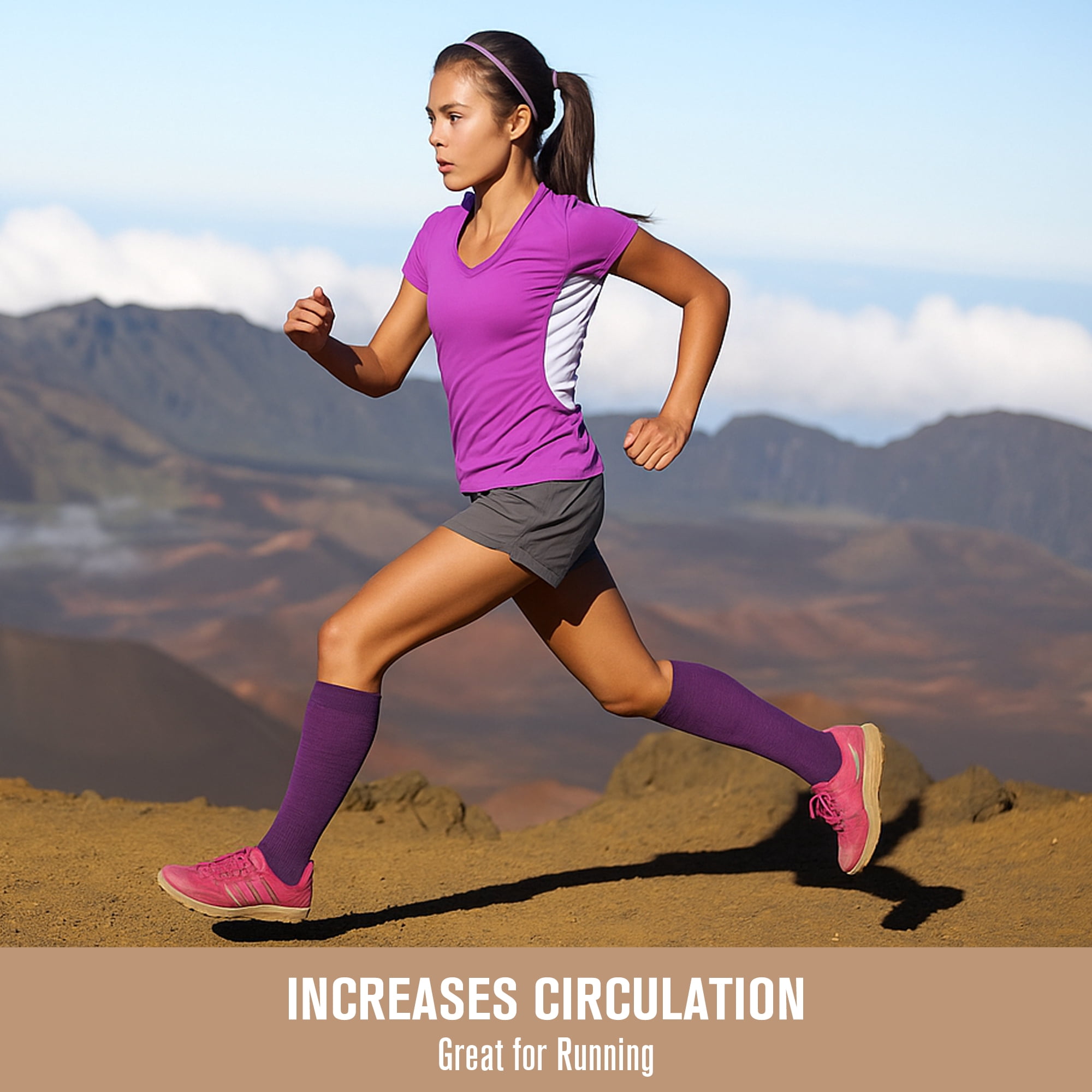 Copper Fit® Compression Socks, Copper Infused Easy-On/Off, 1-pair, Unisex, Heather Purple, S/M