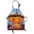 thumbnail image 1 of Carousel Apron, Photo of Vintage Ride on Fair with Horses at Twilight Fun Times Print, Unisex Kitchen Bib with Adjustable Neck for Cooking Gardening, Adult Size, Marigold and Blue Grey, by Ambesonne, 1 of 4