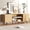 burlywood 53.2, variant on THAILE Black TV Stands for Living Room, Entertainment Center for TVs up to 75" with Glass Shelves & Carbon Fiber Finish
