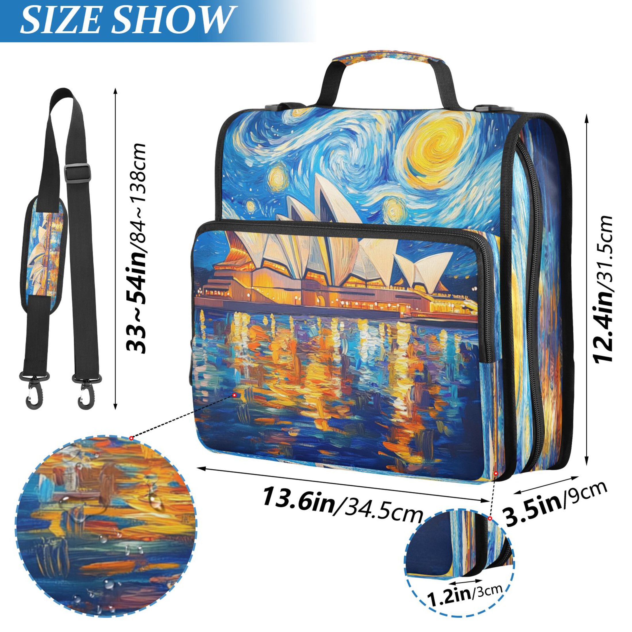 YAZAOO Zipper Binder trapper keeper Documents Organized Design Starlit Symphony Printed