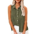 thumbnail image 2 of Plus Size Tank Tops for Women Sleeveless Lapel Tank Loose Solid Blouse T-shirt Army Green XXXL, 2 of 6