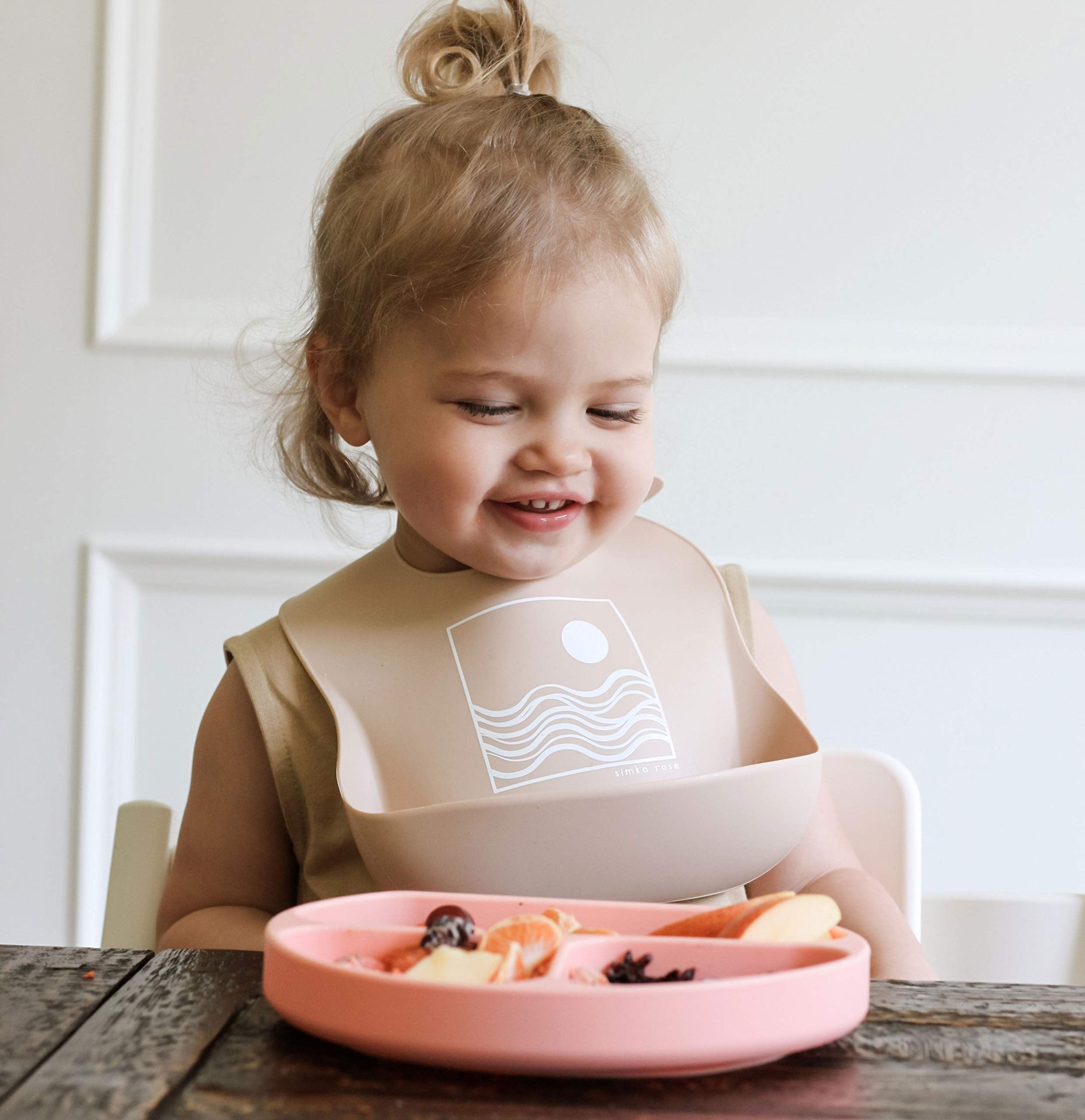 Simka Rose Silicone Baby Bibs - Waterproof Bib Set, Rust/Sand/Sage
