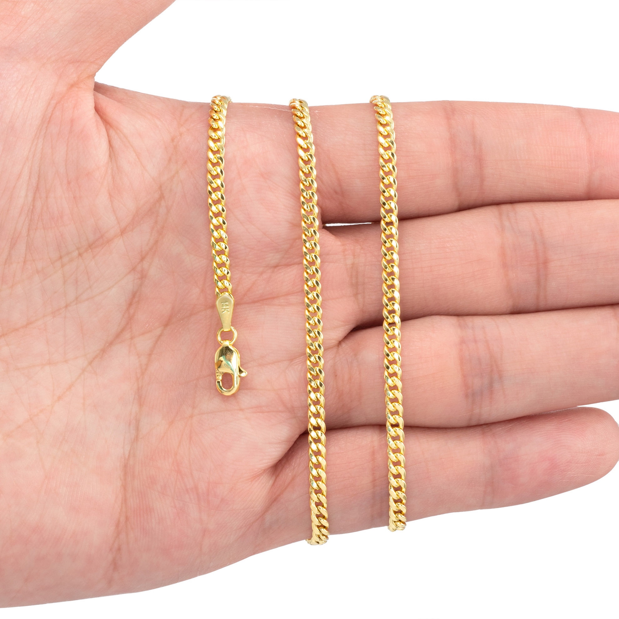 Nuragold 14k Real Yellow Gold Miami Cuban Link 3mm Chain Bracelet or Anklet (7"-9") Italian Jewelry for Men & Women