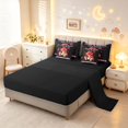 thumbnail image 3 of Homewish Kawaii Cartoon Mushrooms 7 Pieces Full Size Bedding Sets,Letter Heart Full Size Bed in a Bag,Black Red,Black Reversible, 3 of 8