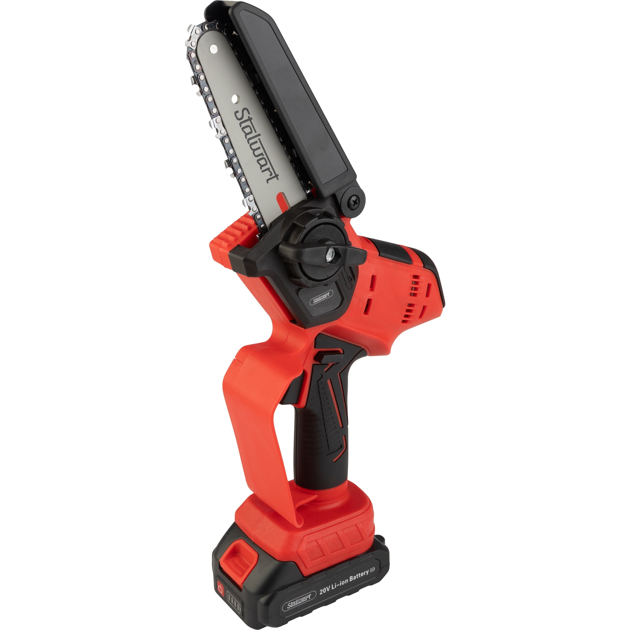 Stalwart 5-Inch Mini Chainsaw with 20V 1500mah Lithium Ion Battery (Red)
