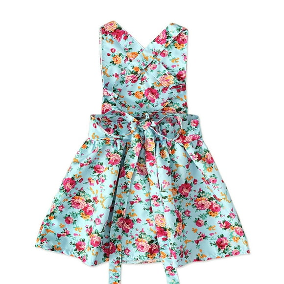 Ketyyh-chn99 Girl Dresses Summer Gift Sleeveless Flower Print Princess Girls Casual Long Sleeves Short Dress Blue ,2-3 Years