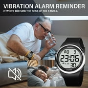 Hearkent 8 Alarms and Vibrations Watch Medication Reminder for Deaf or Senior-Friendly Big Number Digital 50m Waterproof Watch