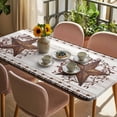 thumbnail image 3 of Texas Star Vintage Table Cloths for 6 Foot Rectangle Tables, Red Berry Retro Art Brown White Wooden Patio Waterproof Elastic Fitted Tablecloths, Washable Rectangular Table Cover for Camping, 3 of 8