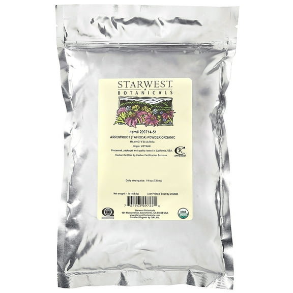 Starwest botanicals Arrowroot Powder Organic, 1 lb