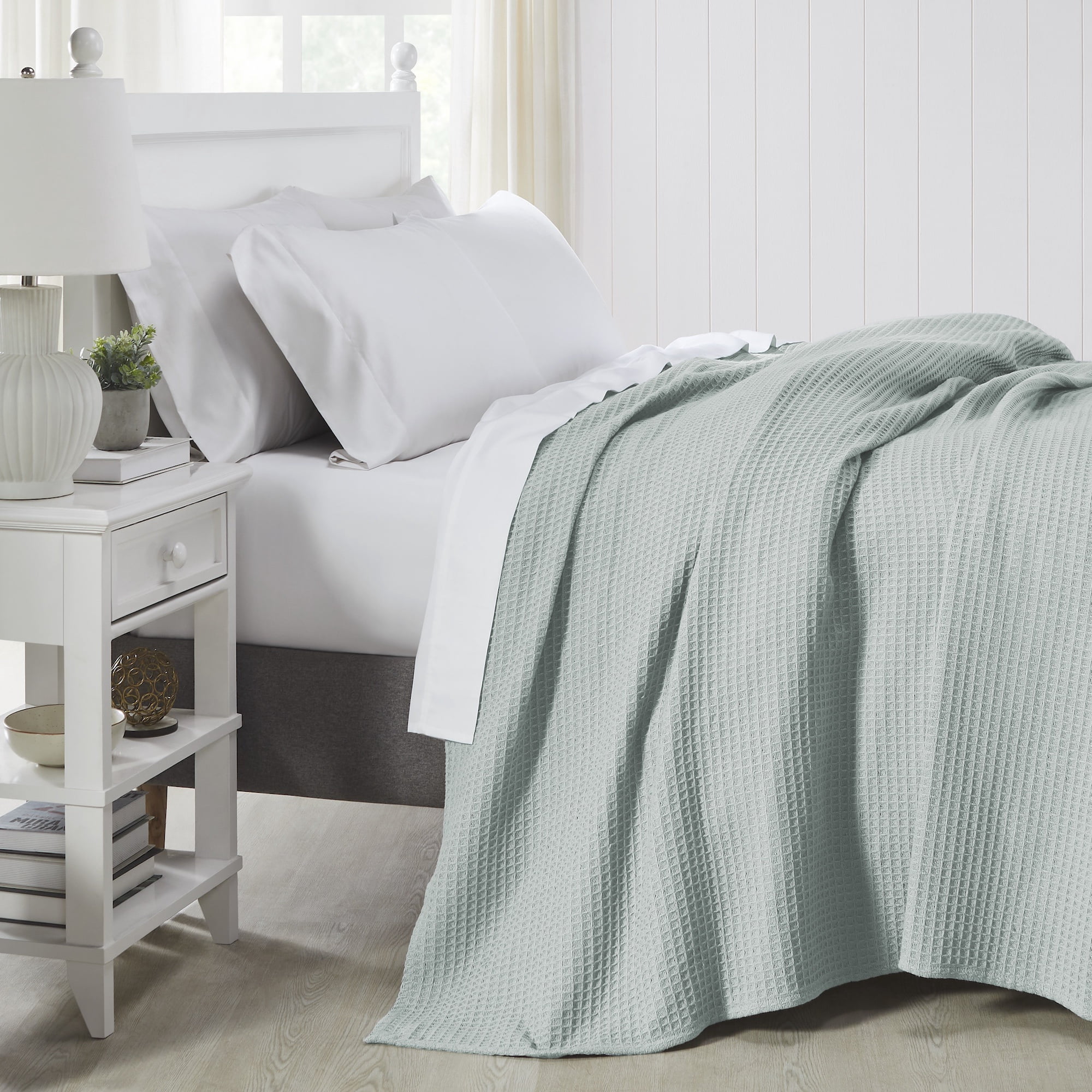 Modern Threads Thermal  Blue Cotton Waffle Weave Bed Blanket, Twin