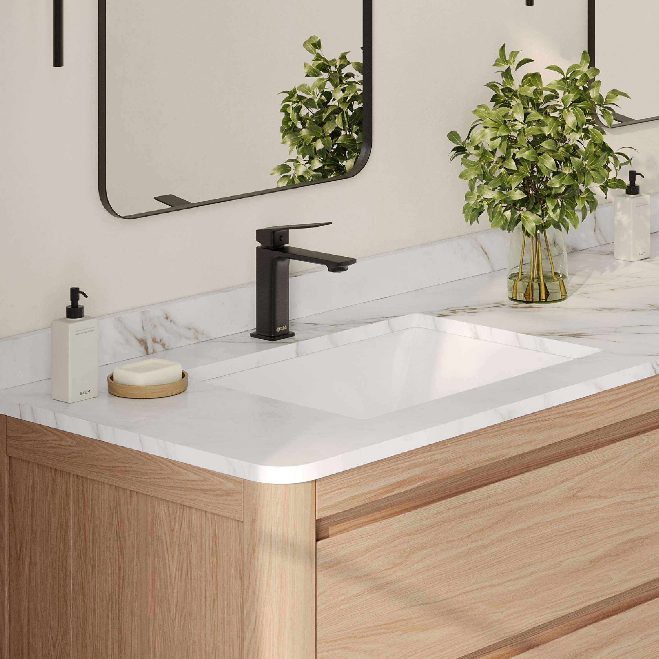 Stylish Undermount 20 ¾"Wx 15 ½"D White Porcelain Rectangular Bathroom Sink P-200