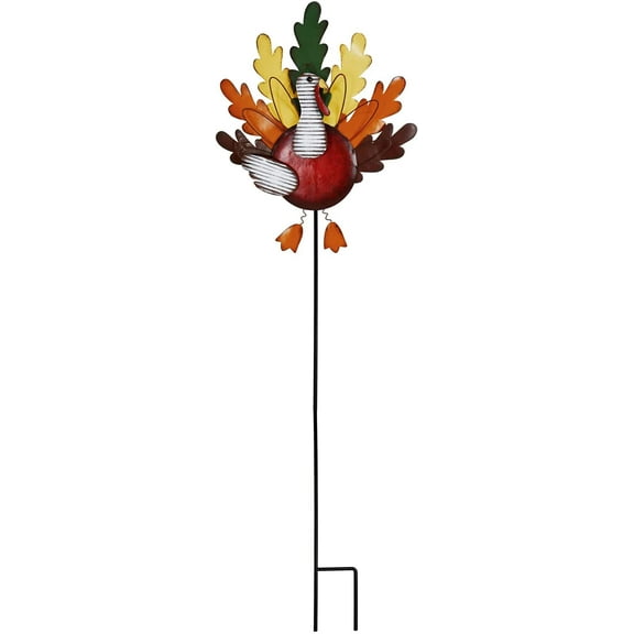 Thanksgiving Turkey Garden Stake Fall Decor, Rustic Metal Turkey Lawn Decoration Indoor Outdoor Fall Harvest Patio Yard Decorations for Thanksgiving (39x12.8)