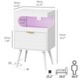 thumbnail image 2 of Mesita de noche moderna Nightstand Veegle con cajón de almacenamiento, color blanco, 2 of 8