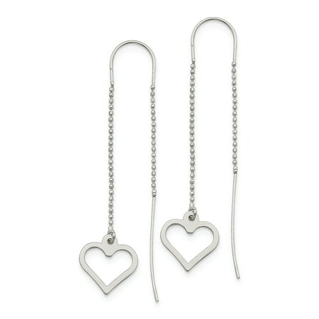 threader sterling earrings heart silver