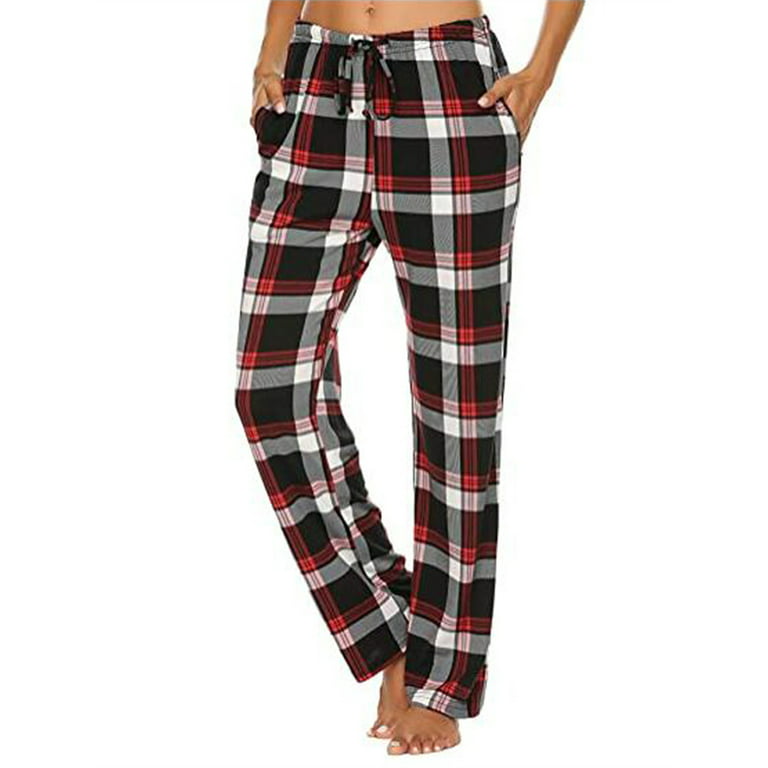 Buffalo Plaid Lounge Pants for Women Casual Drawstring Waist Sleep Pajamas  Pants Nightwear Pjs Trousers with Pockets