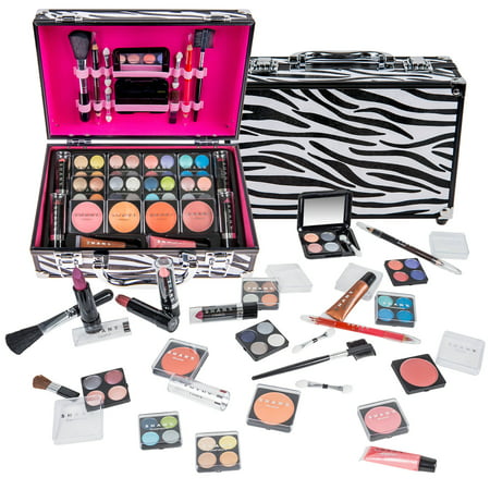 SHANY Carry All Makeup Train Case with Pro Makeup and Reusable Aluminum Case - (Best Holiday Makeup Sets)