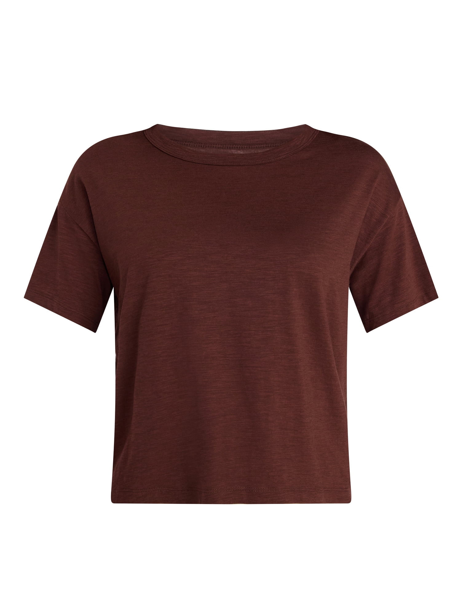 Time and Tru Women's Boxy Slub Tee with Short Sleeves, Sizes XS-XXXL
