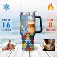 thumbnail image 4 of Autism Awareness Colorful Puzzle Piece Skinny Stainless Steel Tumbler Vacuum Insulated Double Wall with Lid Straw,40oz Water Tumbler, 40oz Vacuum Insulated Double Wall Travel Tumbler, 4 of 6