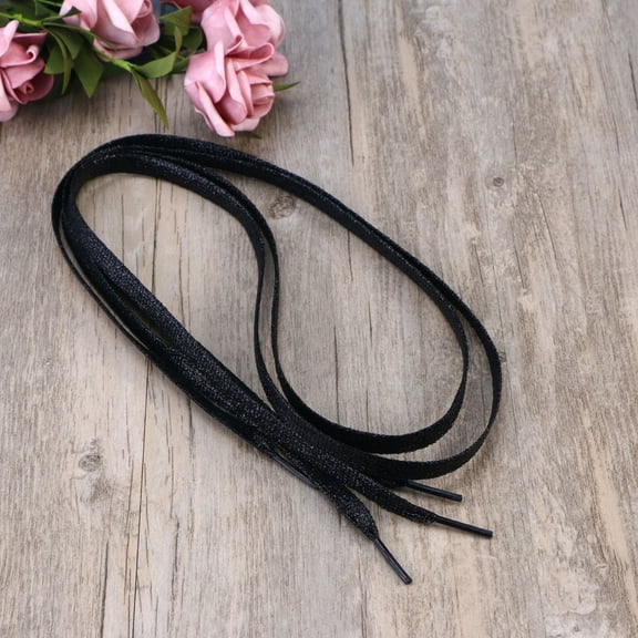 WHAMVOX 1.1m Flat Glitter ShoeLaces Colored Flat Shoestring Bootlaces for Shoes Sneakers (Black)