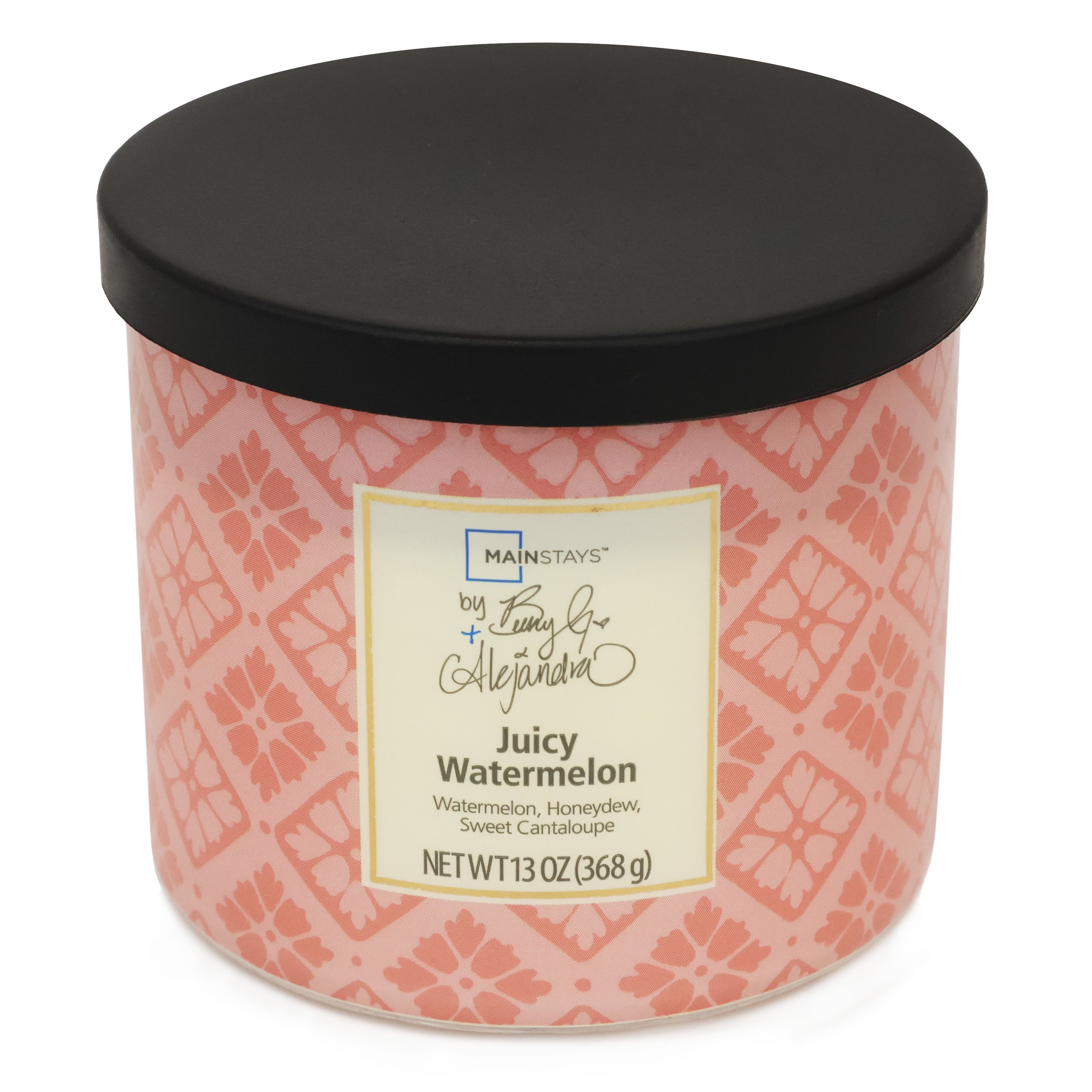 Mainstays by Becky G. & Alejandra 3-Wick Juicy Watermelon Candle, Orange Tile, 13 oz