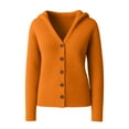 thumbnail image 4 of UJNDER Women's Knitted Hooded Cardigan Coat with Buttons for Casual Autumn and Winter Outfits and Fashion Orange XXL, 4 of 4