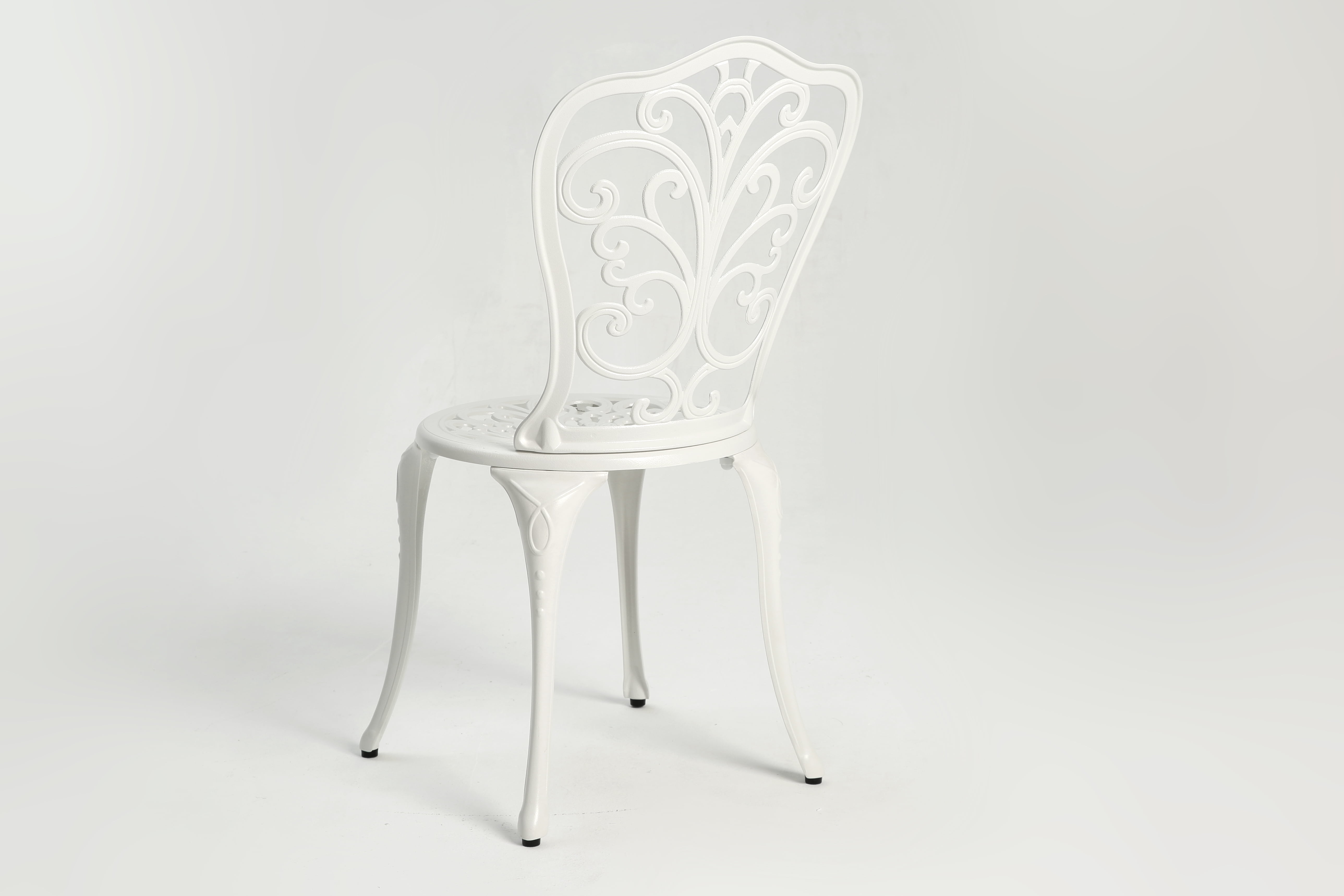 Cast Aluminum Outdoor Bistro Set of 3, 2 Chairs and 1 Table Rust-Resistant Patio Furniture for Garden and Balcony, White