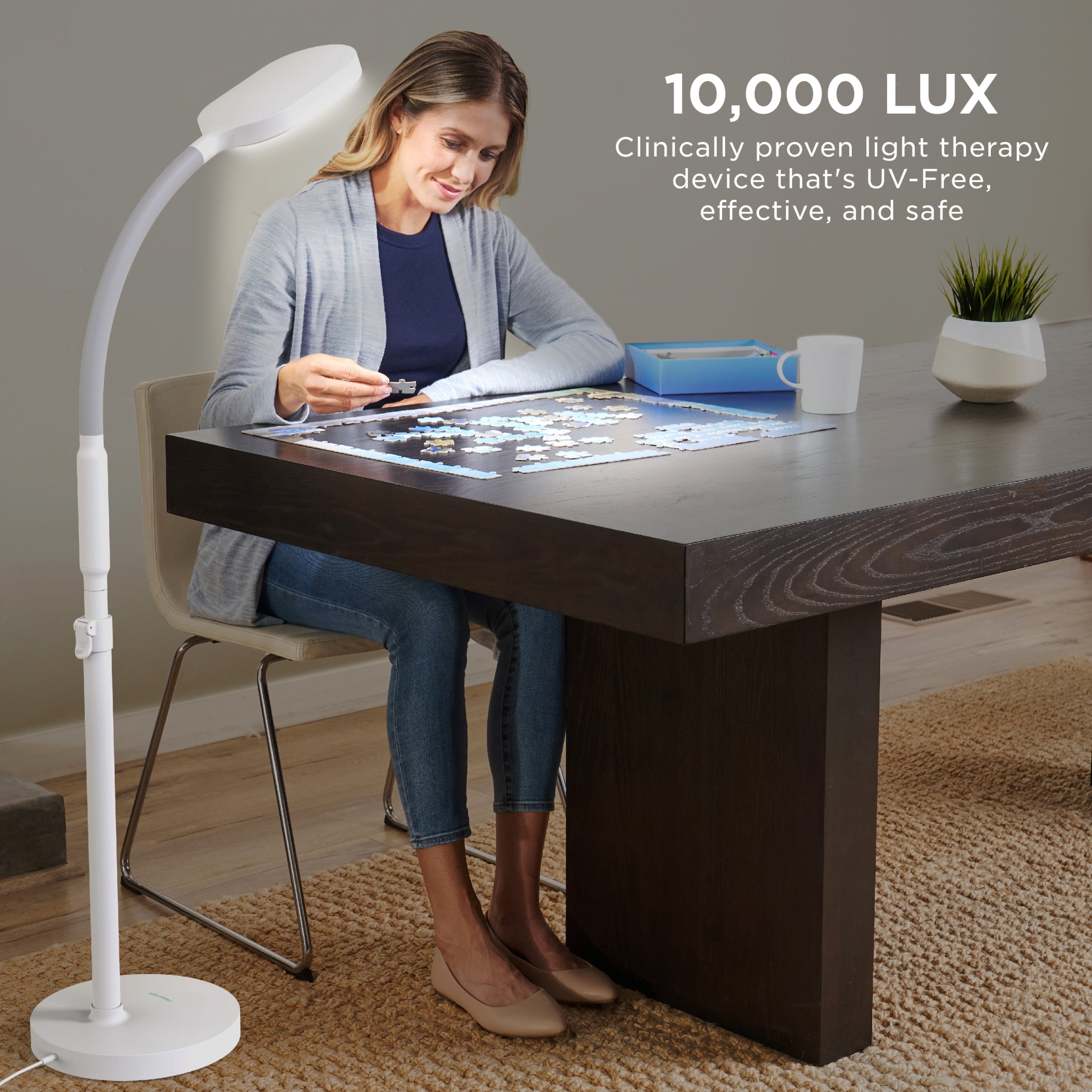 Verilux HappyLight Duo 2-in-1 Light Therapy & Floor Lamp White (VT39WW1)