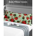 thumbnail image 4 of Sage Green Strawberry Body Pillow Case Cover - Microfiber Bed Throw Pillow Covers, Spring Floral Watercolor Summer Botanical Decorative Lumbar Pillow Cover with Envelope Closure for Sofa 20"x54", 4 of 6