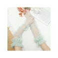 thumbnail image 6 of INSPIRE CHIC Women's Long Ruffle Tulle Cuff Sleeves Mesh Sheer Arm Cover Fingerless Gloves for Wedding 1 Pair Light Green One Size, 6 of 6