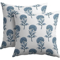 Blue Floral Pillow Covers 20x20 Set of 2 Blue and White Block Print Pattern Rustic Spring Flower Decorative Outdoor Farmhouse Pillowcases Decorations Throw Cushion Cover Decor for Couch Sofa Bed