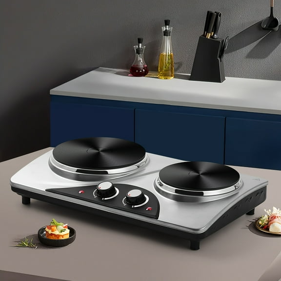 CUSI Electric Burner MAX Hot Plate with Adjustable Temperature Control & Power Indicator Lights, Portable Cooktop for Home Cooking