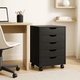 thumbnail image 3 of Ergode Halifax 5-Drawer Mobile Storage Cabinet on Casters – Sleek Black Finish – Rolling Organizer for Home Office, Craft Room, or Studio, 3 of 6