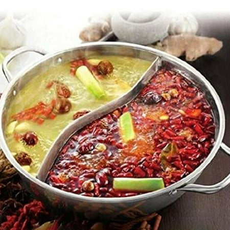 Dual Sided Stainless Steel Hot Pot Yuanyang Pot Shabu Shabu Yin Yang Chafing Dish Cookware for Home (Best Pot For Chili)