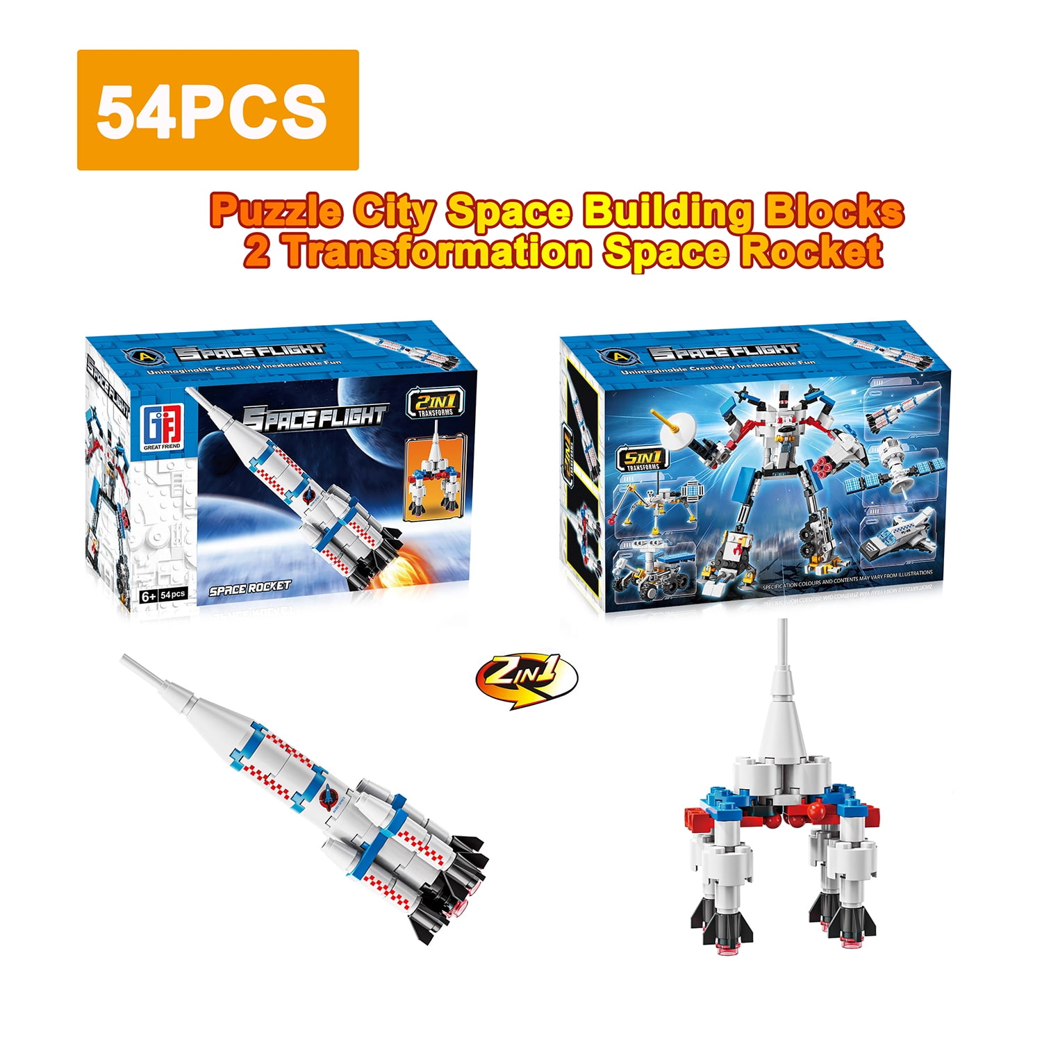 SWIX CERAF ROCKET 2本セット 256pcs 5 IN 1 Puzzle City Space Building Blocks, Space Rocket