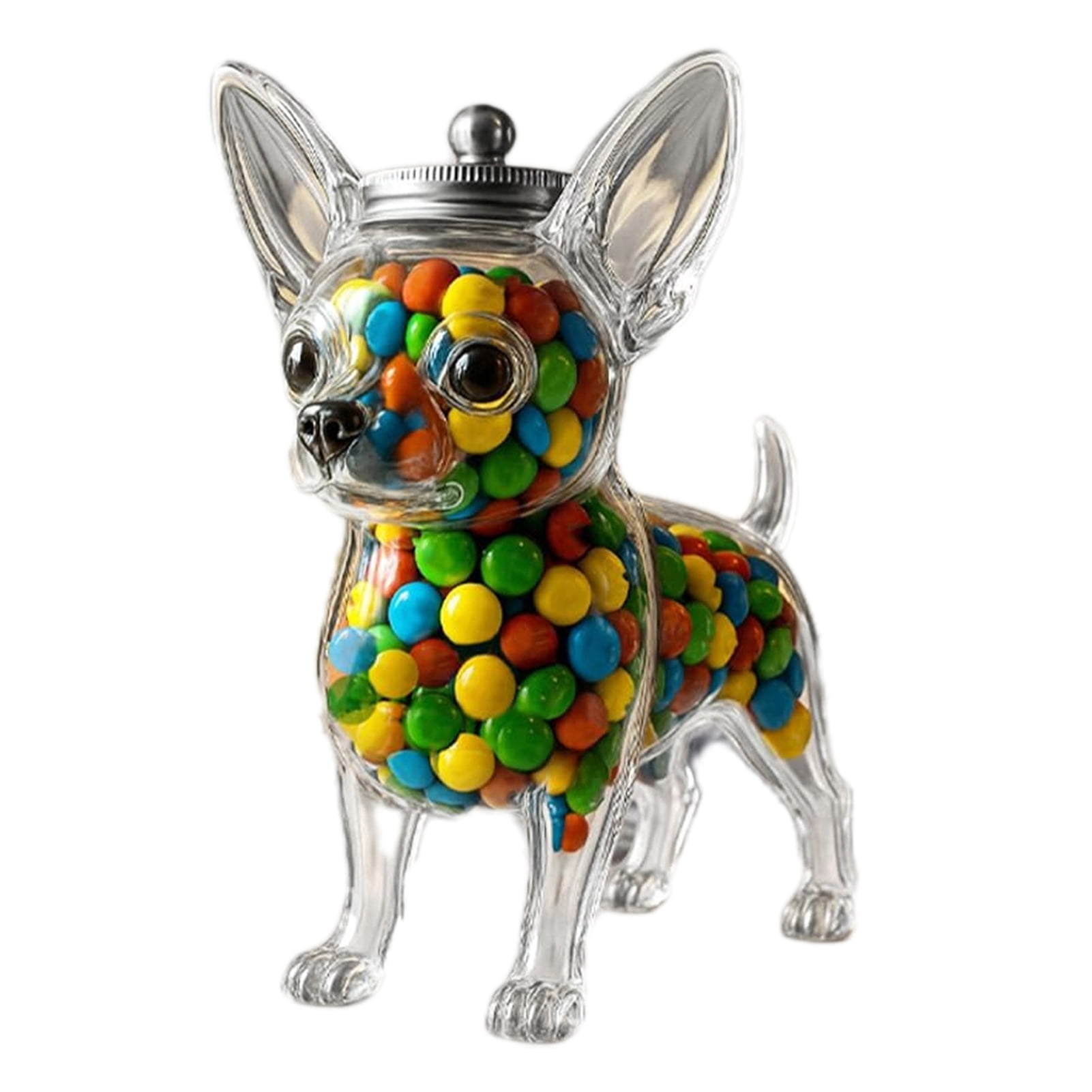 Dserhfy Pet Treat Jar Reusable Dog Shape Glass Airtight Pet Food Storage Container Chihuahua/French Bulldog/Dachshund Candy Snack Holder with Lid for Kitchen Countertop
