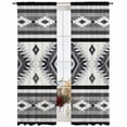 thumbnail image 2 of Gray Boho Semi Sheer Window Curtains 108 Inches Long, Southwestern Ethnic Aztec Retro Geometric Rod Pocket Voile Silky Chiffon Curtain Light Filtering Drapes for Living Room, 52"x108", 2 Panels, 2 of 9